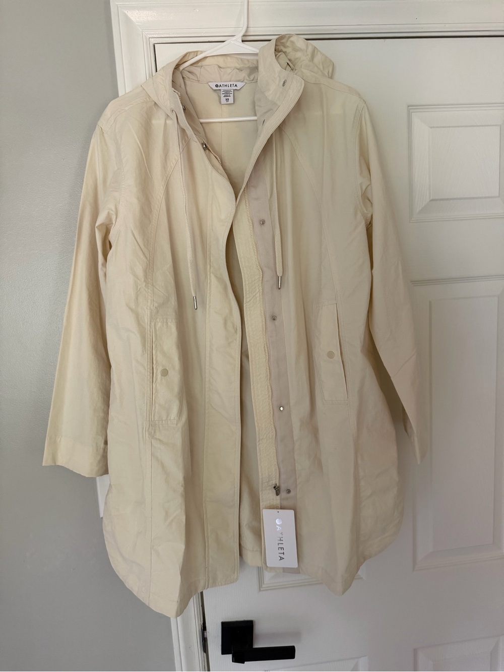 Athleta Women's Cream Everywhere Anorak Hooded Trench Raincoat